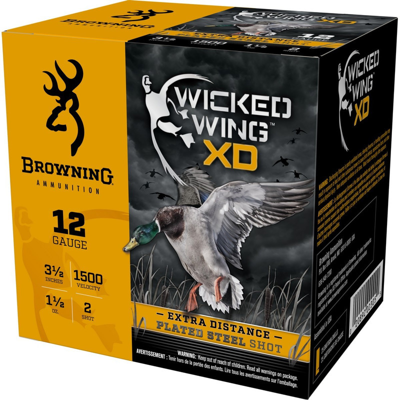 Browning Wicked Wing XD 12 Ga 3 1/2" 1-1/2 Oz Box 25 Rd in Shot Size 2 Ammo Size